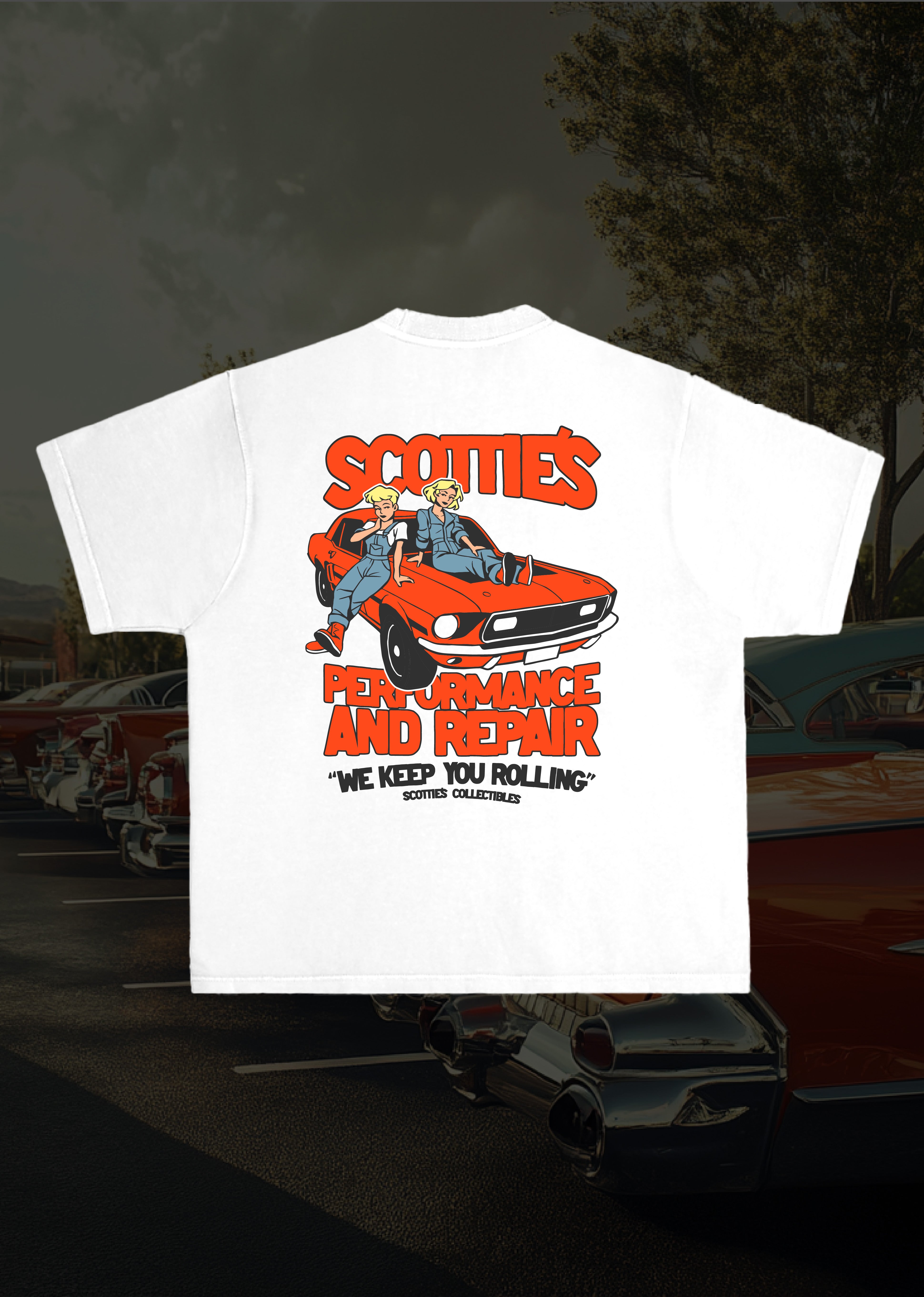 Scottie's Performance & Repair - White Heavyweight Boxy Fit Tee