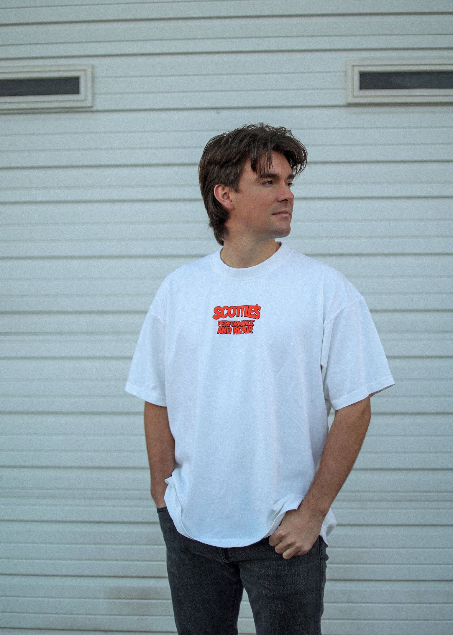 Scottie's Performance & Repair - White Heavyweight Boxy Fit Tee