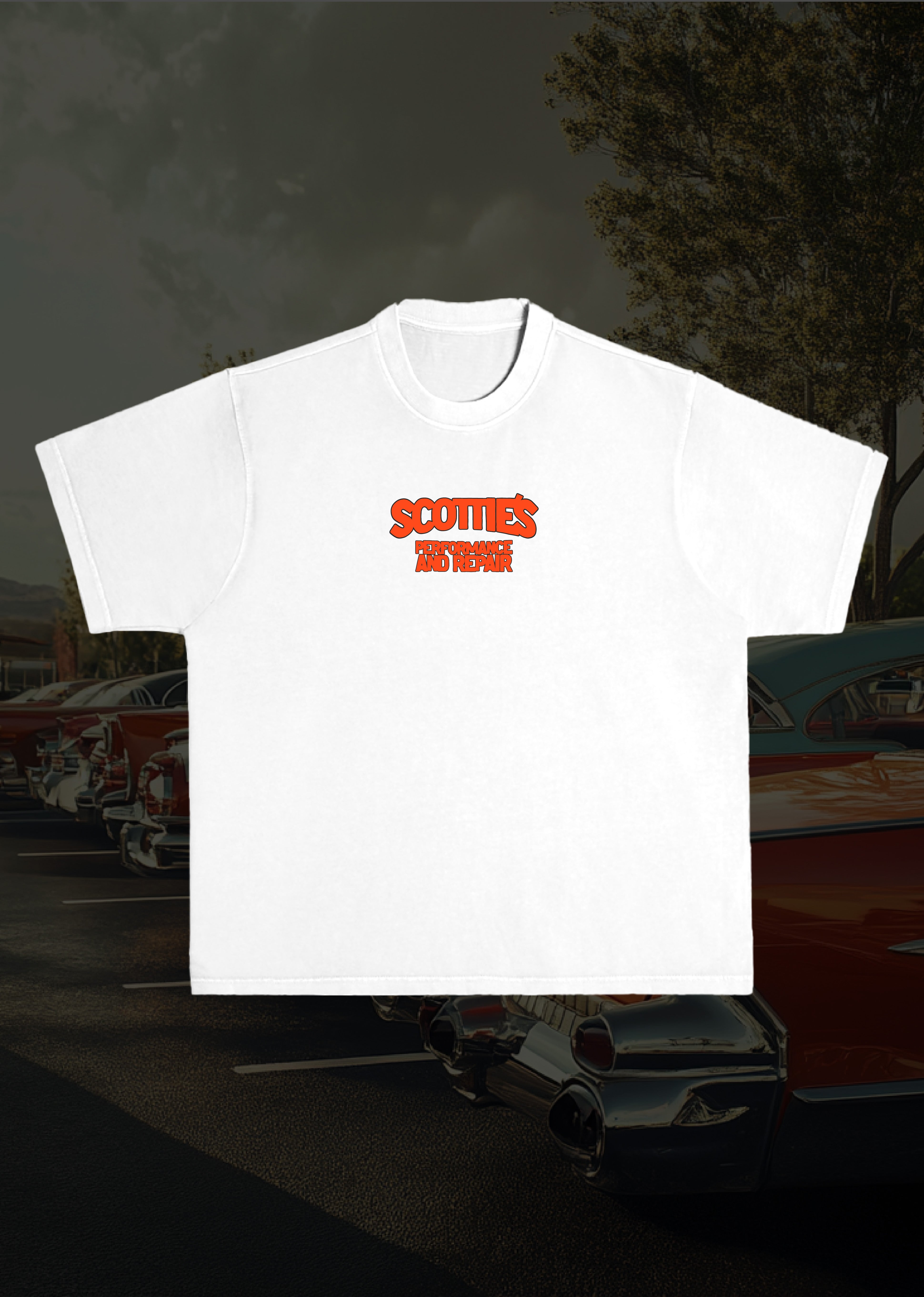 Scottie's Performance & Repair - White Heavyweight Boxy Fit Tee