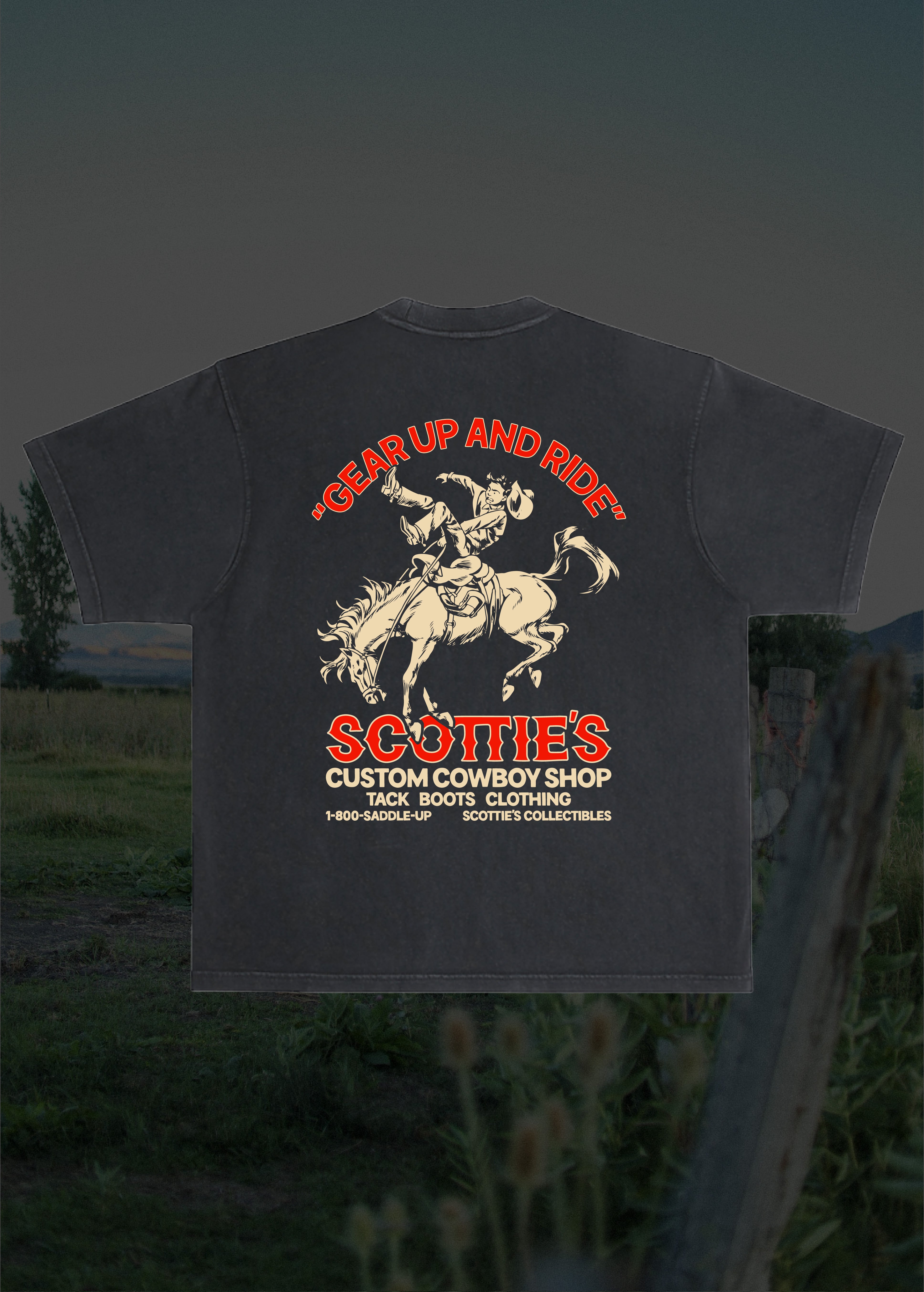 Scottie's Custom Cowboy Shop - Black Heavyweight Boxy Fit Tee