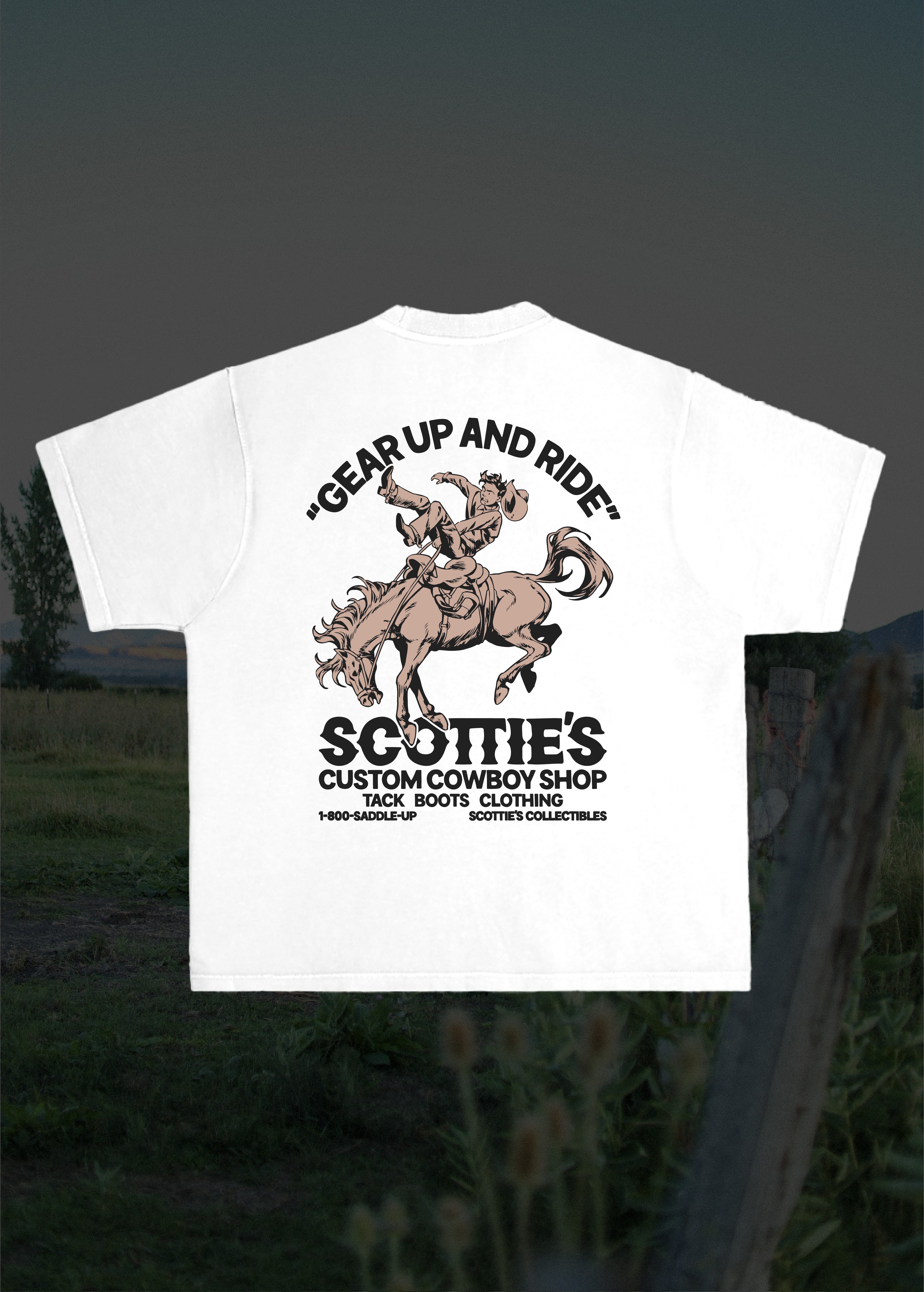 Scottie's Custom Cowboy Shop - White Heavyweight Boxy Fit Tee
