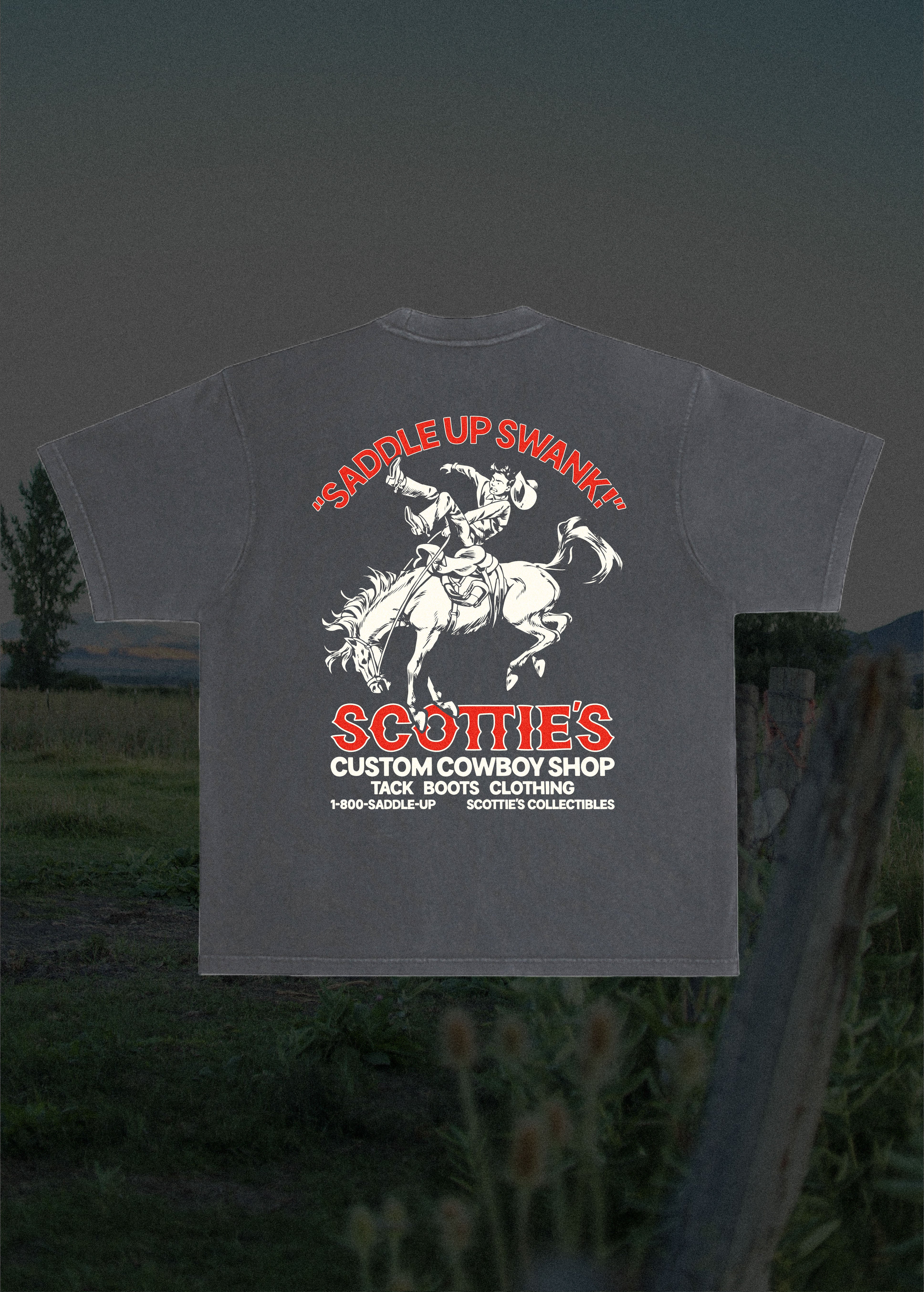 Scottie's Custom Cowboy Shop - Faded Black Relaxed Fit Tee
