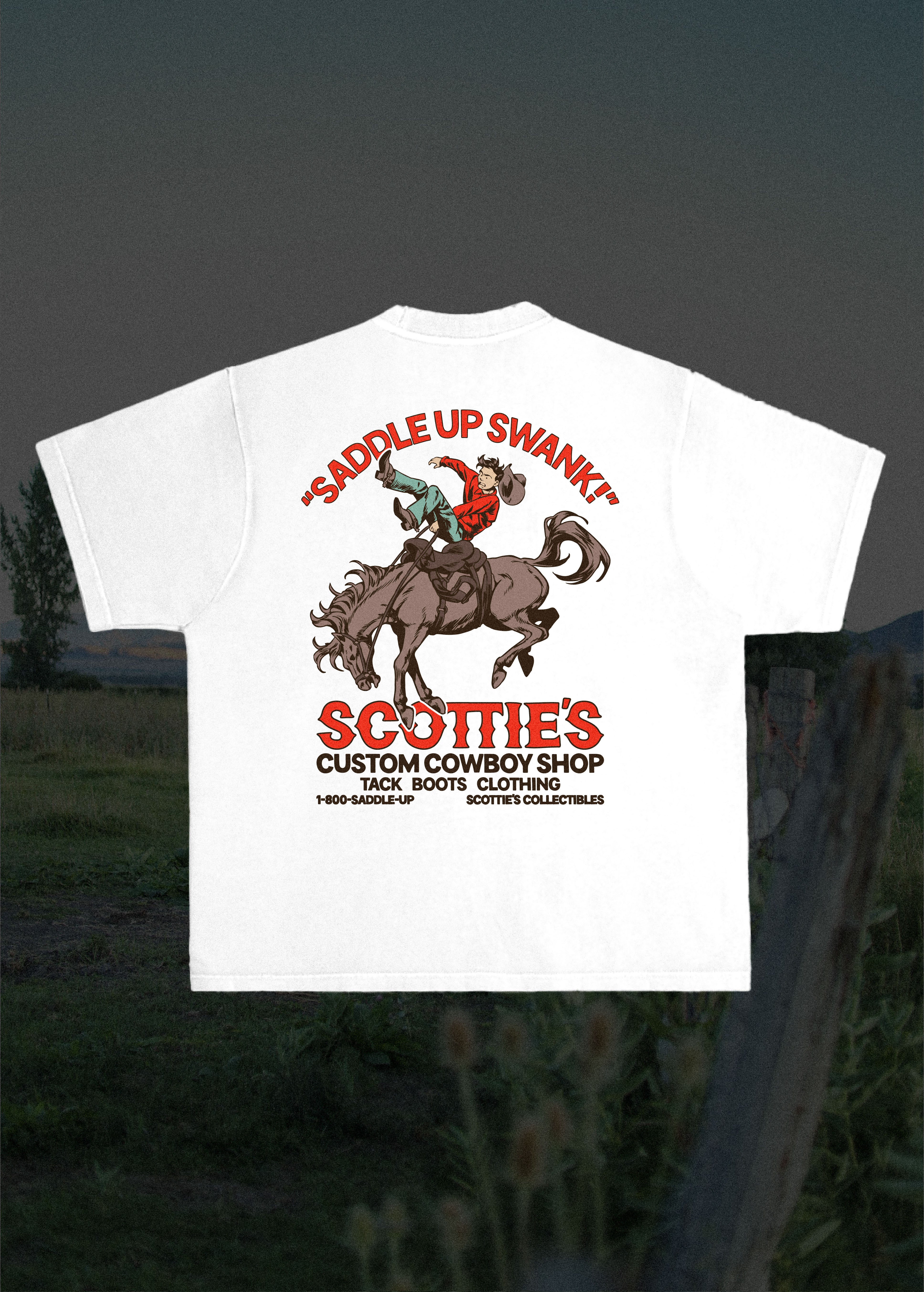 Scottie's Custom Cowboy Shop - White Relaxed Fit Tee
