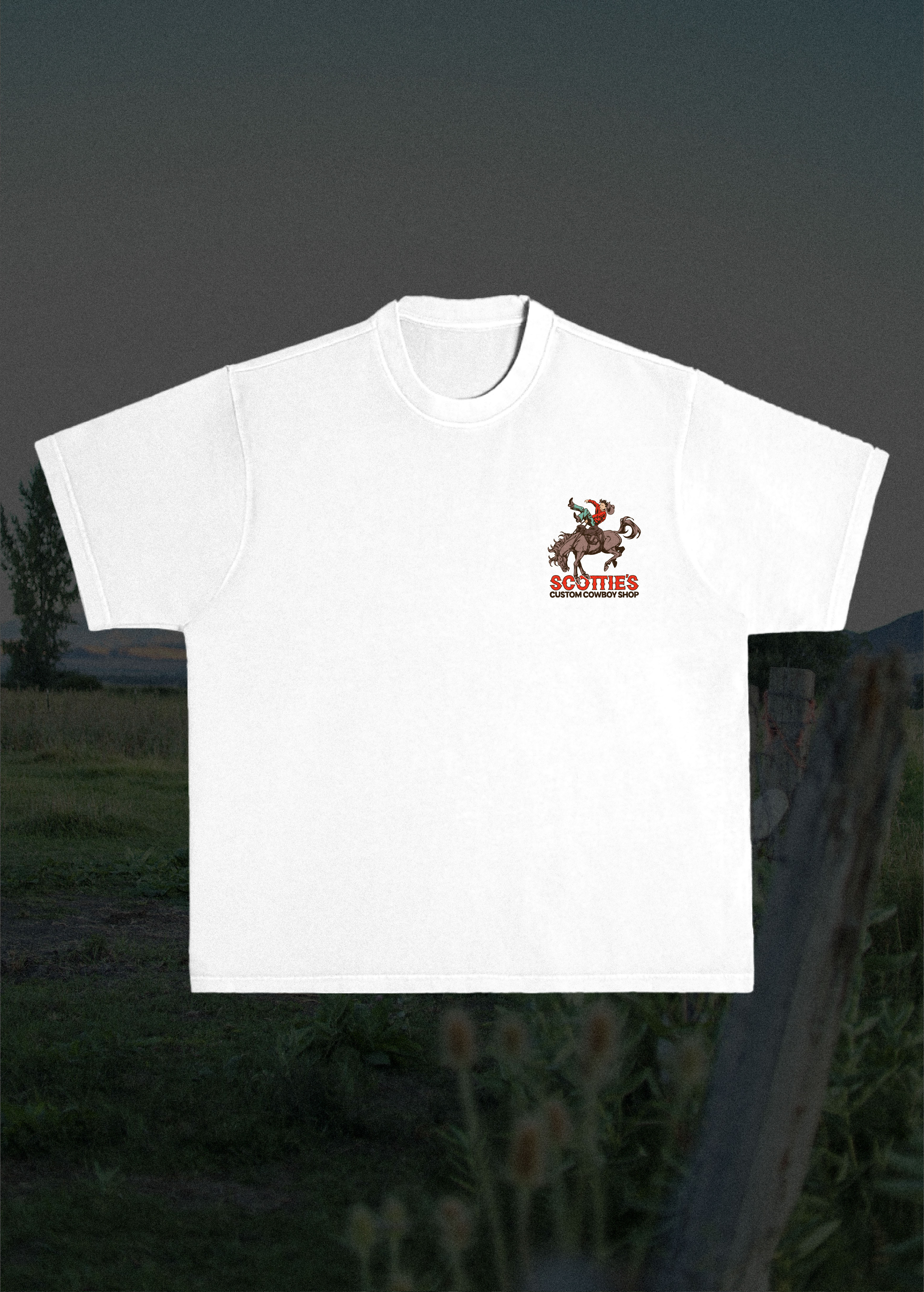 Scottie's Custom Cowboy Shop - White Relaxed Fit Tee
