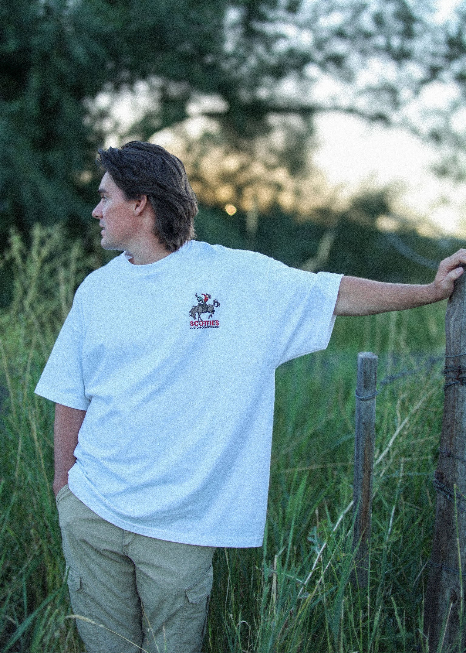 Scottie's Custom Cowboy Shop - White Relaxed Fit Tee